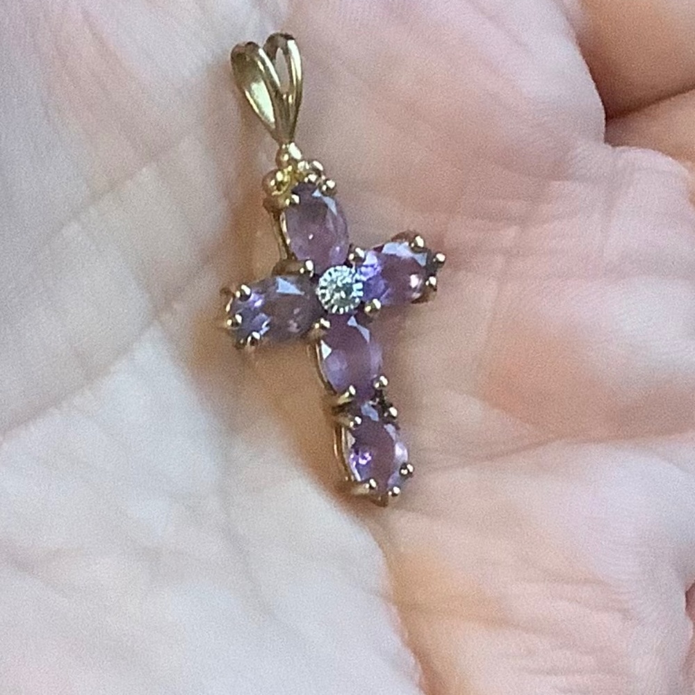 Amethyst Cross 925 gold plated